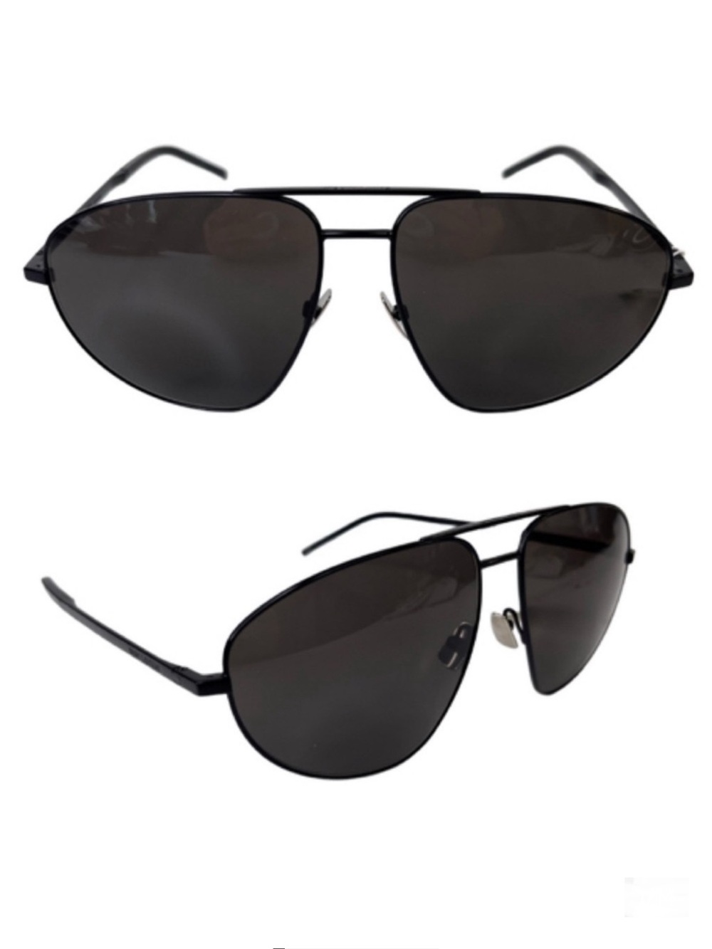 SAINT LAURENT Classic Aviator Sunglasses NEW 60mm Black Polarized